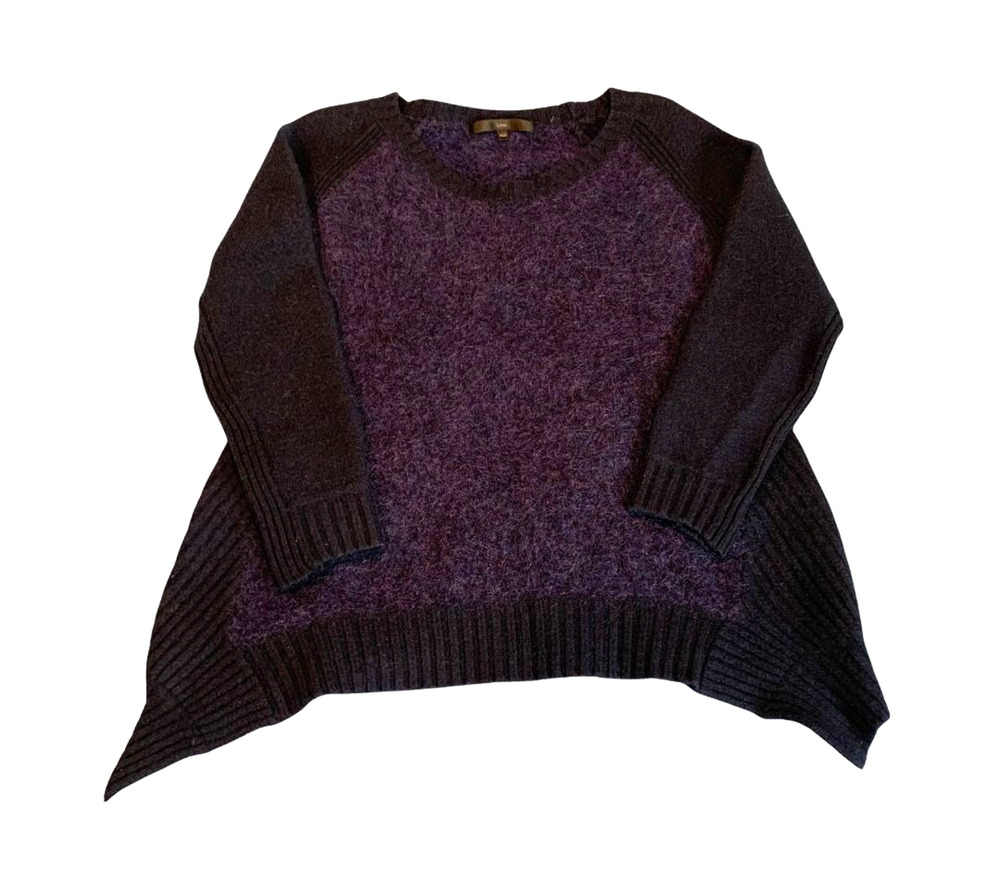 Less Womens Luxe Boho Wool Mohair Sweater Size XS Navy Blue Purple Casual